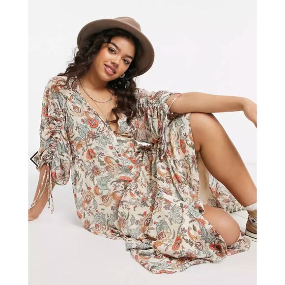 Free People Earth Folk Maxi Dress in Tea Combo - Picture 11 of 11